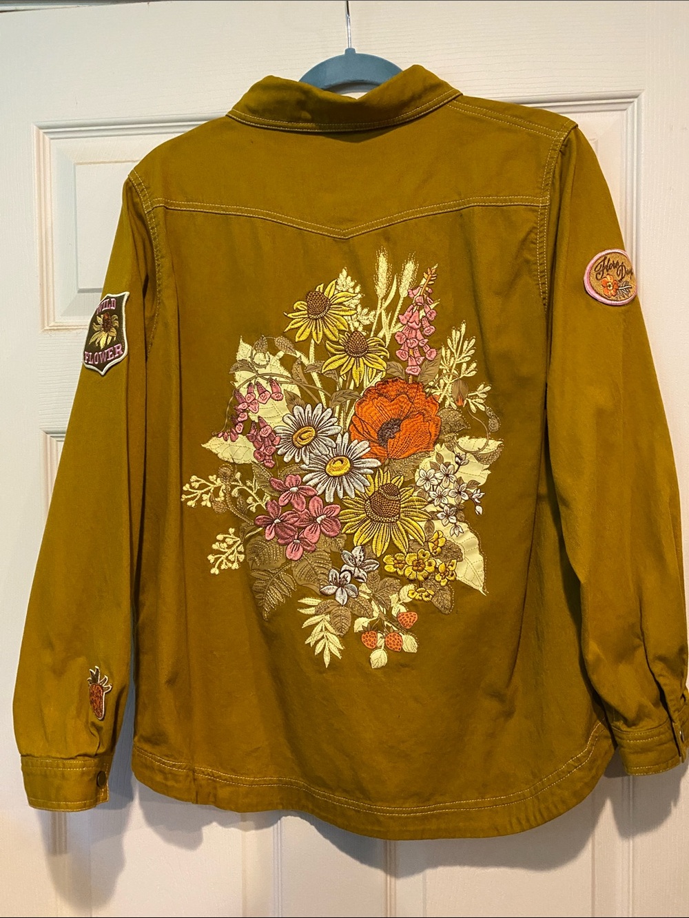 Spell Mustard Yellow Embroidered Patchwork Jacket - Picture 3 of 6